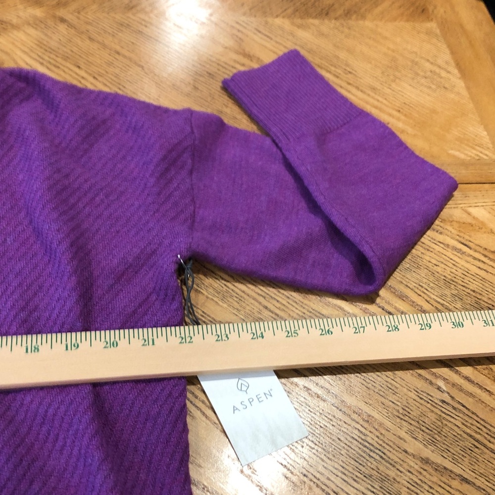 Aspen Extra Fine 100% Merino Wool Purple Sweater Chevron Texture Women’s Large - Picture 7 of 10
